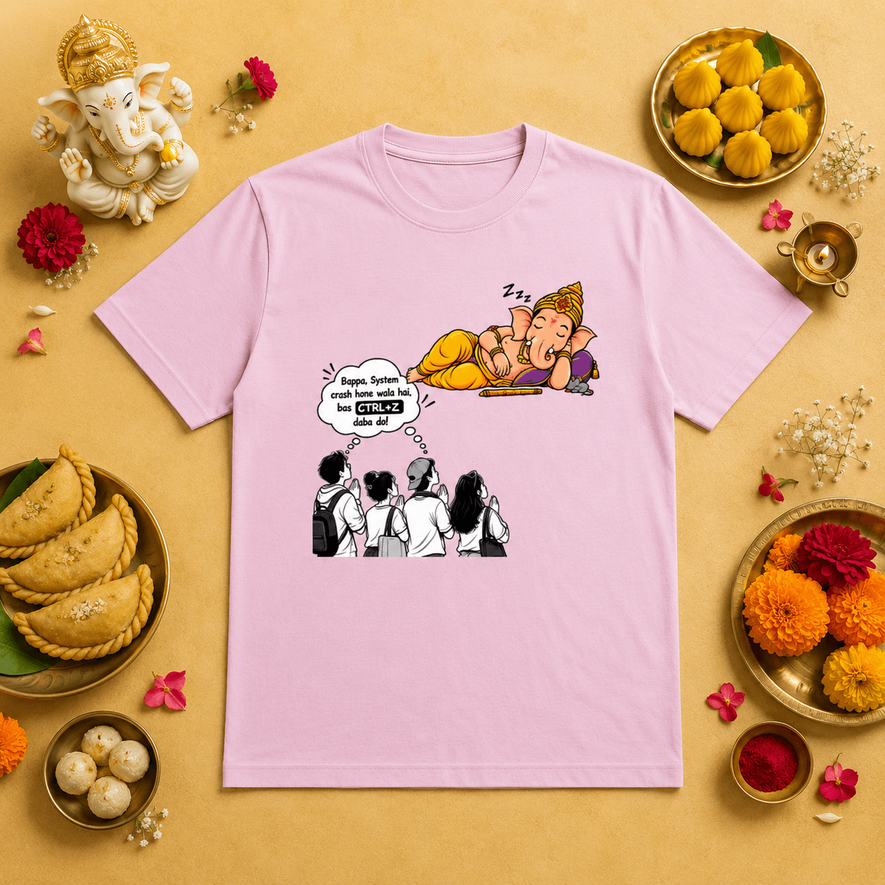 Ganesh Chaturthi - Bappa CTRL+Z — Unisex Stretch T-Shirt - view 1
