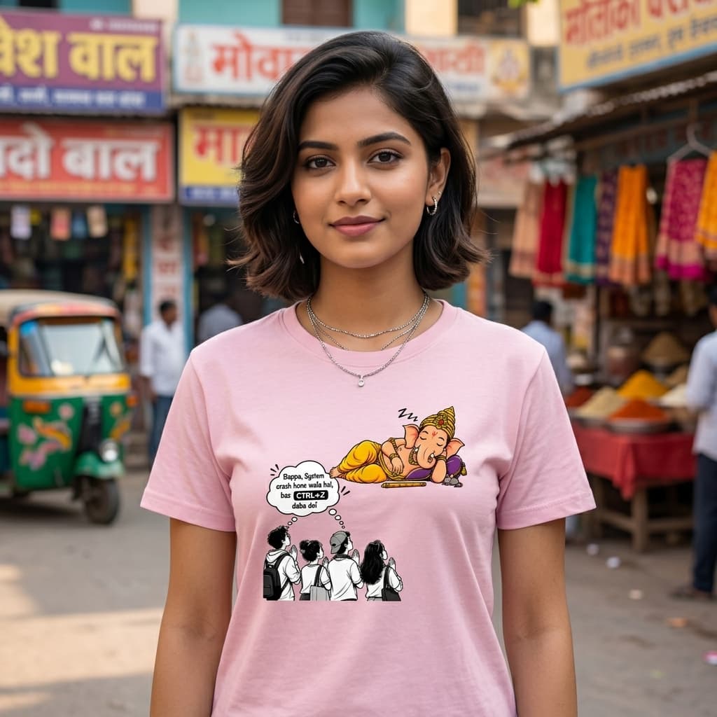 Ganesh Chaturthi - Bappa CTRL+Z — Unisex Stretch T-Shirt - view 2