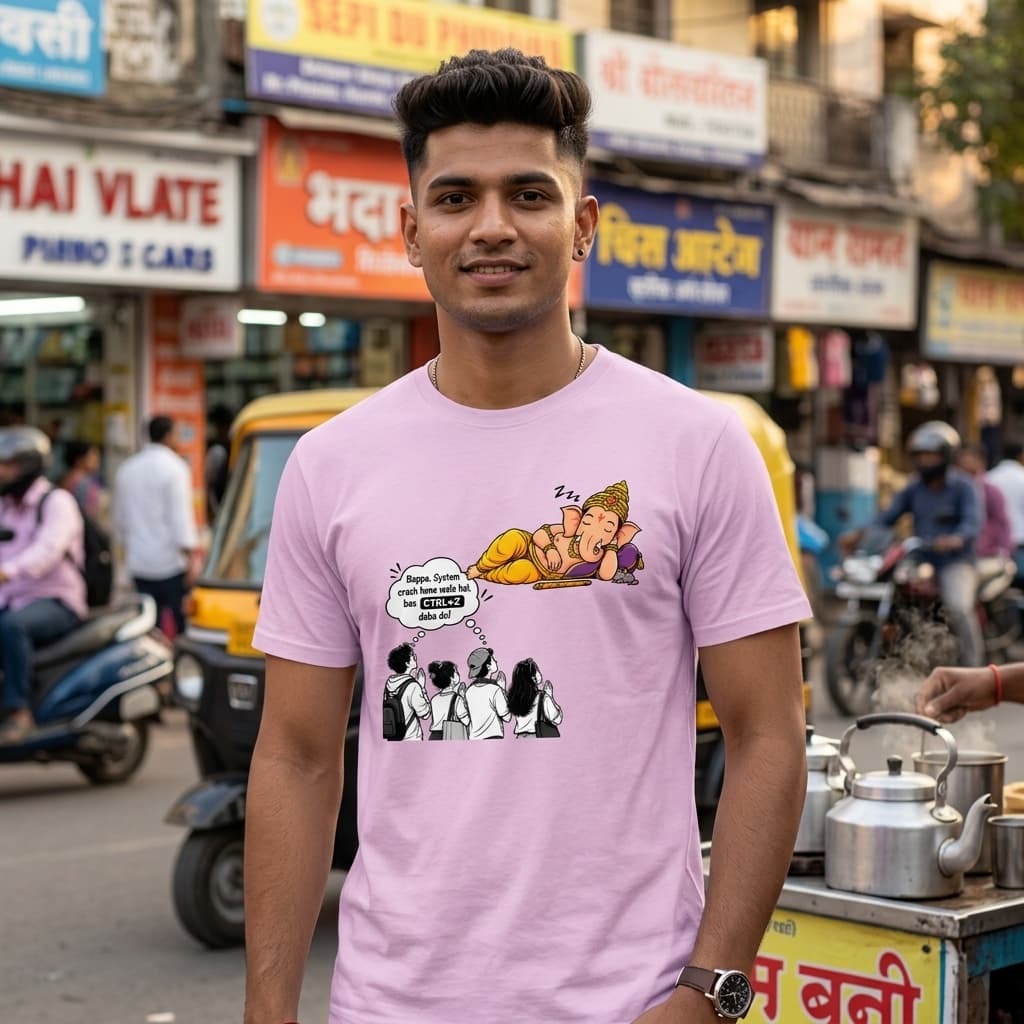 Ganesh Chaturthi - Bappa CTRL+Z — Unisex Stretch T-Shirt - view 3